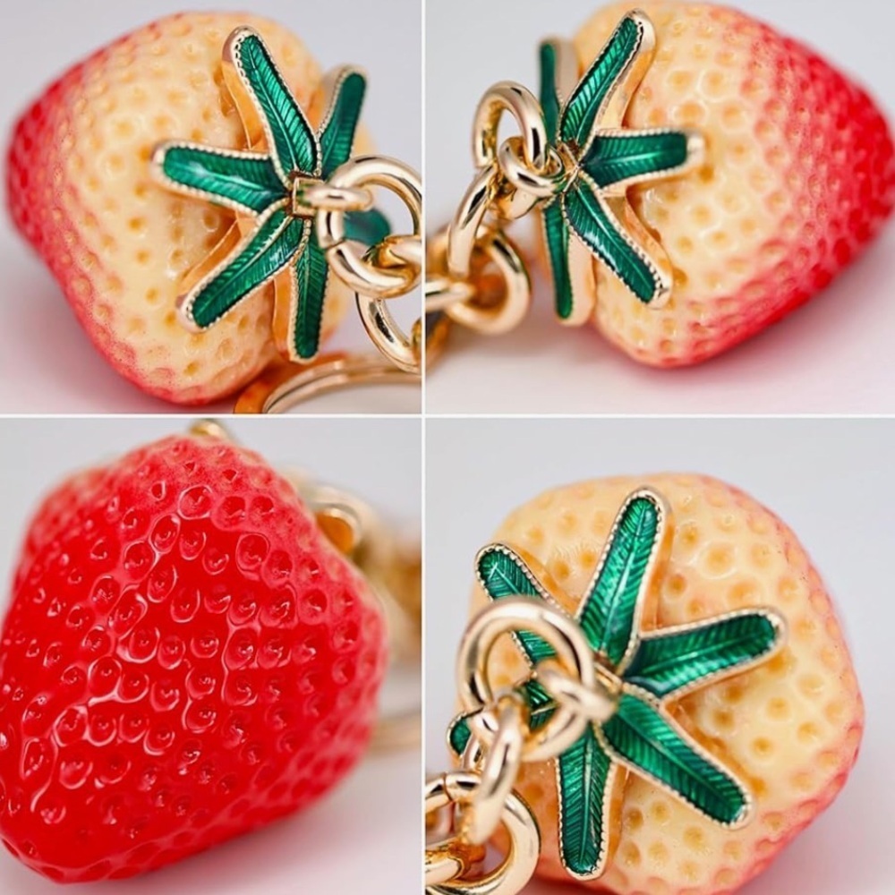 Strawberry bag charm accessories clip onto your coach bag Keychain